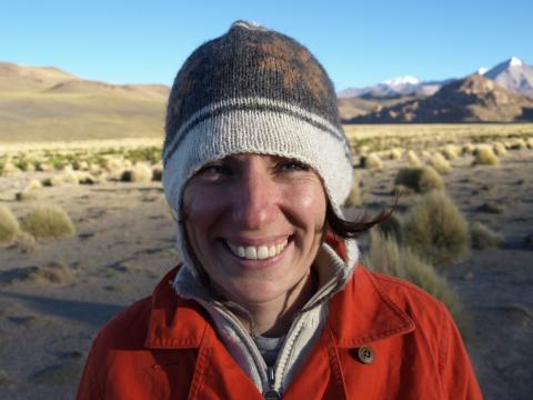 Happy Nikki in San Antonio de Lipez on Salar de Uyuni trip in Bolivia