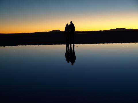 Sunrise on Salar de Uyuni trip in Bolivia