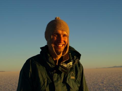 Greg Smiling on Salar de Uyuni trip in Bolivia